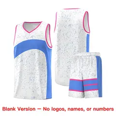 White Powder Blue Dot Graffiti Irregular Pattern Basketball Jersey 7