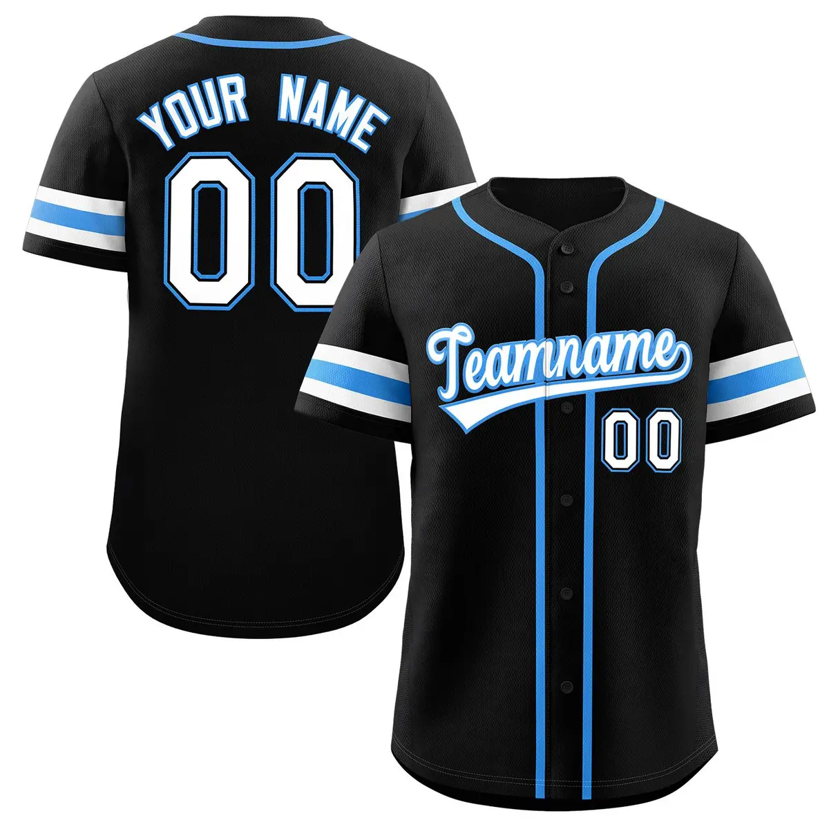White-Powder Blue Full-Button Classic Baseball Jersey
