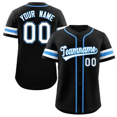 White-Powder Blue Full-Button Classic Baseball Jersey
