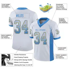 White Powder Blue Gold Drift Fashion Mesh Football Jersey 2