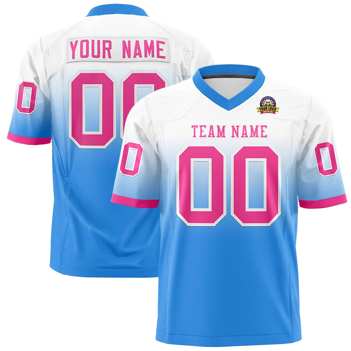 White Powder Blue Gradient Fashion Authentic Football Jersey