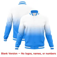 White Powder Blue Gradient Full-Snap Varsity Letterman Jacket 7