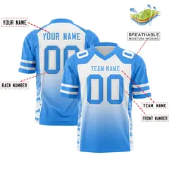 White Powder Blue Gradient Side Pattern Football Jersey 2