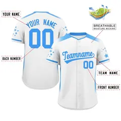 White Powder Blue Gradient Side Star Pattern Baseball Jersey 2