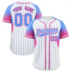 White Powder Blue Gradient Stripe Sleeves Baseball Jersey 1