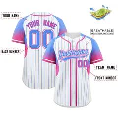 White Powder Blue Gradient Stripe Sleeves Baseball Jersey 2