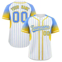 White Powder Blue Gradient Stripe Sleeves Baseball Jersey