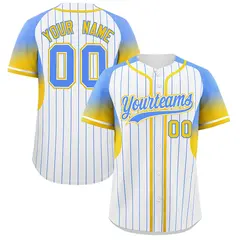 White Powder Blue Gradient Stripe Sleeves Baseball Jersey 1