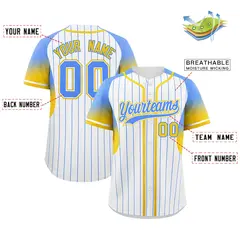 White Powder Blue Gradient Stripe Sleeves Baseball Jersey 2