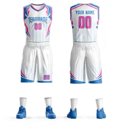 White Powder Blue Graffiti Angular Element Basketball Jersey