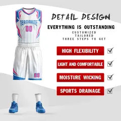 White Powder Blue Graffiti Angular Element Basketball Jersey 2