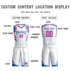 White Powder Blue Graffiti Angular Element Basketball Jersey 3