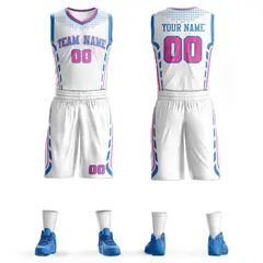 White Powder Blue Graffiti Oblique Bar Basketball Jersey 1