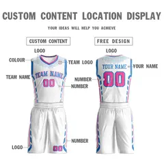 White Powder Blue Graffiti Oblique Bar Basketball Jersey 3