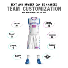 White Powder Blue Graffiti Oblique Bar Basketball Jersey 4