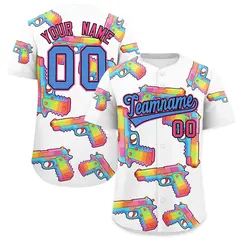 White Powder Blue Graffiti Pattern Baseball Jersey 1
