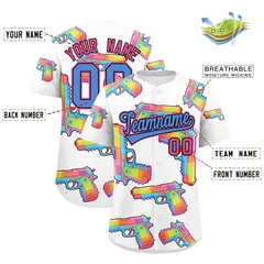 White Powder Blue Graffiti Pattern Baseball Jersey 2
