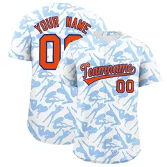 White Powder Blue Graffiti Pattern Baseball Jersey 1