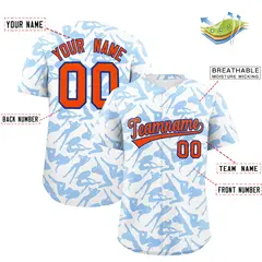 White Powder Blue Graffiti Pattern Baseball Jersey 2