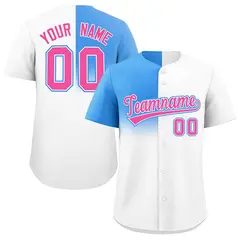 White Powder Blue Half Gradient Authentic Baseball Jersey
