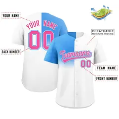 White Powder Blue Half Gradient Authentic Baseball Jersey 2