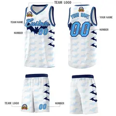 White Powder Blue Halloween Bat Pattern Basketball Jersey 5