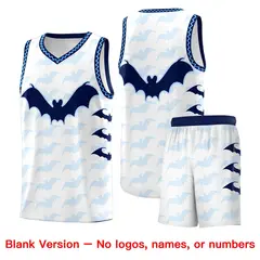 White Powder Blue Halloween Bat Pattern Basketball Jersey 7