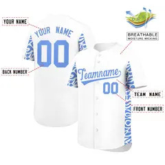 White Powder Blue Leopard Graffiti Side Baseball Jersey 2