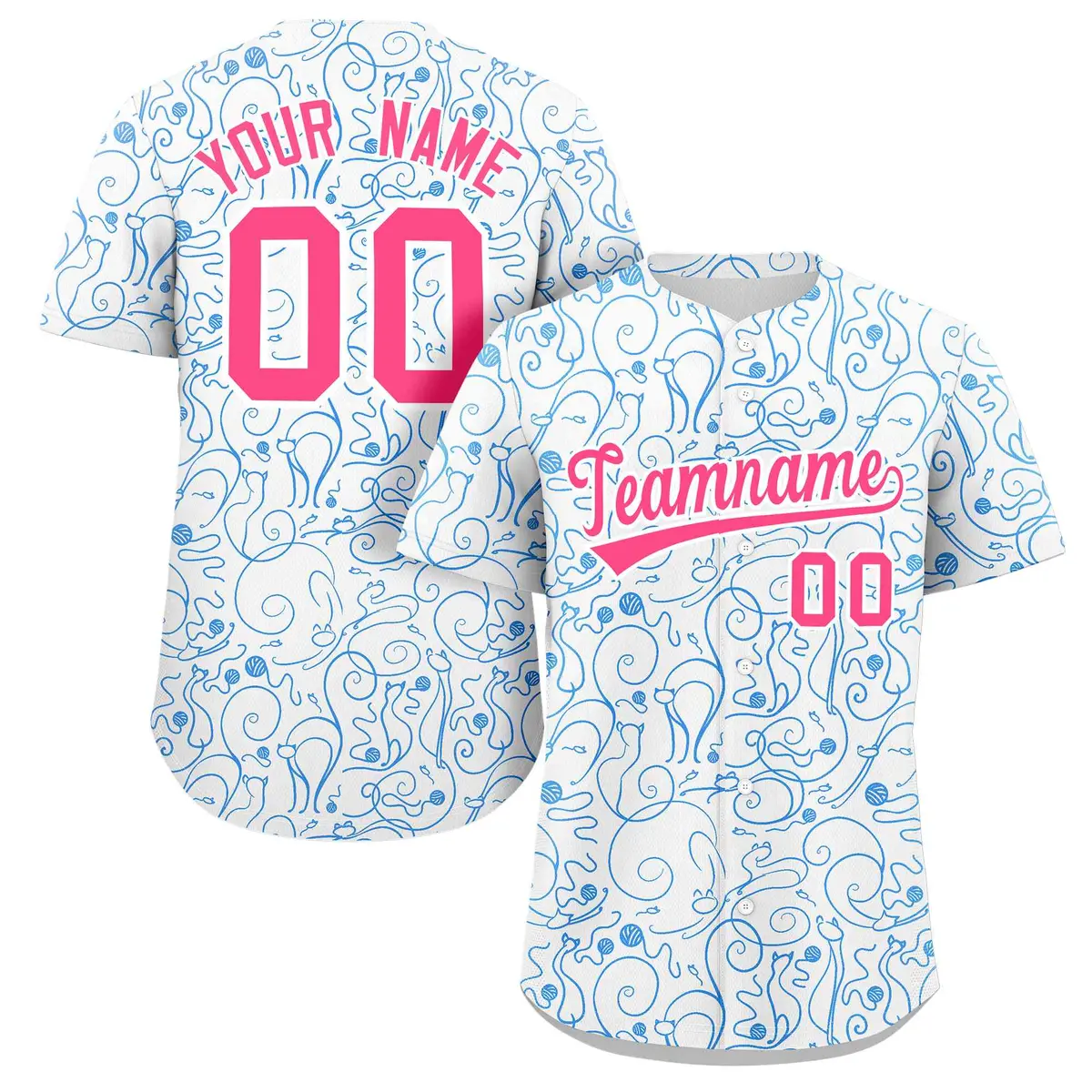 White Powder Blue Line Art Graffiti Baseball Jersey