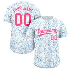 White Powder Blue Line Art Graffiti Baseball Jersey