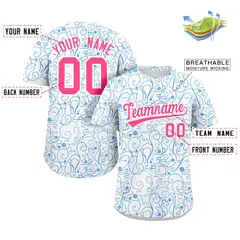 White Powder Blue Line Art Graffiti Baseball Jersey 2
