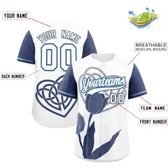 White Powder Blue Mother's Day Graffiti Baseball Jersey 2