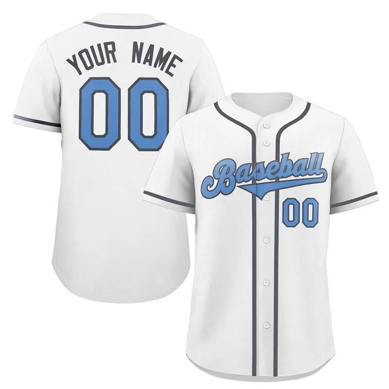 White Powder Blue-Navy Classic Authentic Baseball Jersey