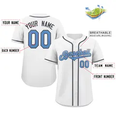 White Powder Blue-Navy Classic Authentic Baseball Jersey 2