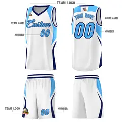 White Powder Blue Navy Color Block Basketball Jersey 5