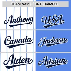 White Powder Blue Navy Pinstripe Raglan Baseball Jersey 3