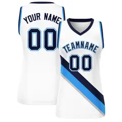 White Powder Blue-Navy Thick Slash Mesh Basketball Jersey