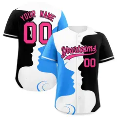 White Powder Blue Navy Valentine's Day Couple Silhouettes Jersey 1