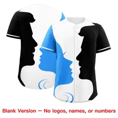 White Powder Blue Navy Valentine's Day Couple Silhouettes Jersey 2