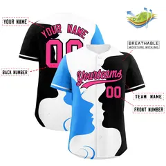 White Powder Blue Navy Valentine's Day Couple Silhouettes Jersey 3