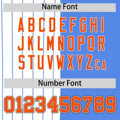 White Powder Blue Orange Pinstripe Raglan Baseball Jersey 4