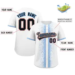 White Powder Blue Phonetic Rhythm Authentic Baseball Jersey 2