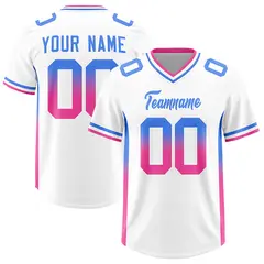 White Powder Blue Pink Gradient Sides Football Jersey 1