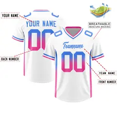 White Powder Blue Pink Gradient Sides Football Jersey 2