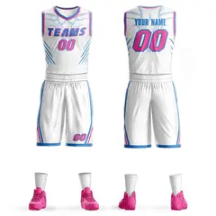 White Powder Blue-Pink Graffiti Claw Element Basketball Jersey