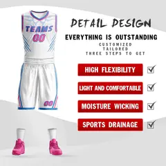 White Powder Blue-Pink Graffiti Claw Element Basketball Jersey 2