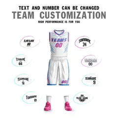 White Powder Blue-Pink Graffiti Claw Element Basketball Jersey 4