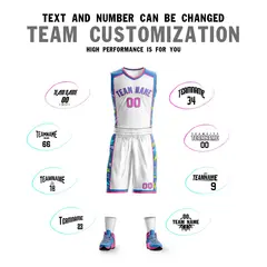 White Powder Blue-Pink Graffiti Lightning Basketball Jersey 4
