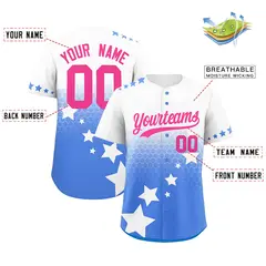 White Powder Blue Pink Rising Stars Gradient Baseball Jersey 2