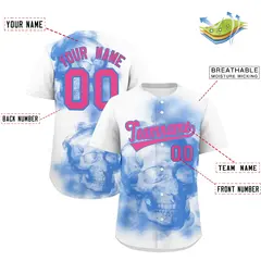 White Powder Blue Pink Skeleton Graffiti Baseball Jersey 2